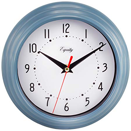 Equity by La Crosse 25014 Round Plastic Analog Wall Clock, 8", Slate Blue
