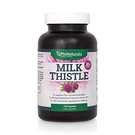 Milk Thistle - Liver Cleanse Support Detox - Silymarin - Extra Strength Extract 30x of 150 mg - Silybum Marianum - All Natural Organic Boost Immunity - Detox Supplement - Non-GMO Made in USA (120 Capsules)