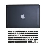 TopCase 2-in-1 Rubberized Hard Case Cover and Keyboard Cover for 13-Inch Macbook White - Black
