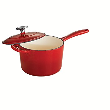 Tramontina Enameled Cast Iron Covered Sauce Pan, 2.5-Quart, Gradated Red