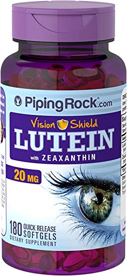 Piping Rock Vision Shield Lutein with Zeaxanthin 20 mg 180 Quick Release Softgels Dietary Supplement