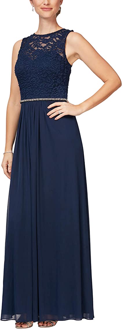 Alex Evenings Women's Long Sleeveless A-Line Dress