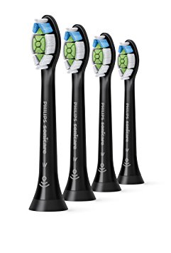 Philips Sonicare DiamondClean replacement toothbrush heads, HX6064/95, BrushSync technology, Black 4-pk