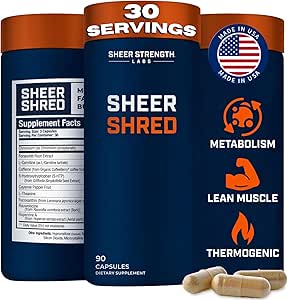 Sheer Strength Labs Thermogenic Capsaicin Supplements Premium Supplement for Men, Jitter Free Blend of Capsaicin, Rauwolscine, Forskohlii & L-Carnitine Supplement - 30SV