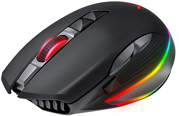 Gaming Mouse【Rechargeable & Programmable】PICTEK RGB Gaming Mouse Wireless and Wired Dual Mode with Longer Battery Life, Easy Connect with Laptop,Computer,PC,Mac etc.