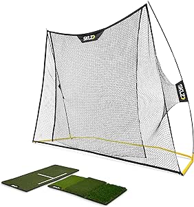 SKLZ Premium Home Golf Driving Range Kit with Net, Practice Mat & Stance Mat,Black