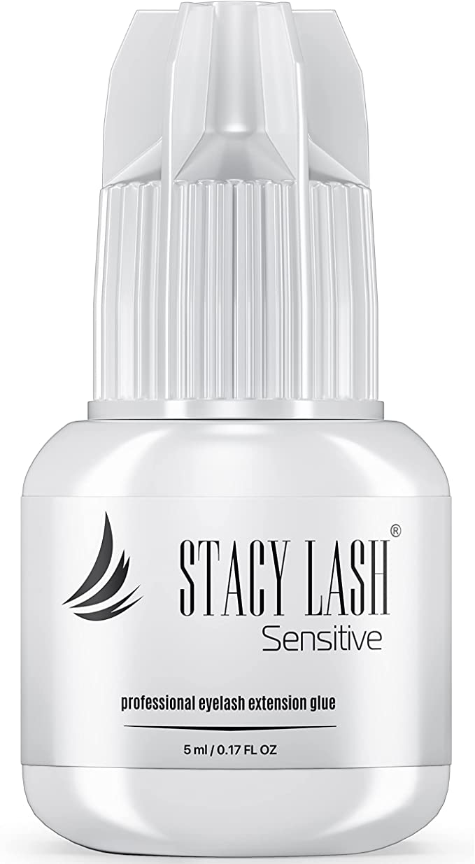 SENSITIVE Eyelash Extension Glue Stacy Lash 5 ml / LOW Fume / 5 Sec Drying time / Retention - 5 weeks / Professional Use Only Black Adhesive for Individual Semi-Permanent Eyelash Extensions Supplies