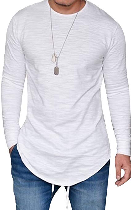 JOKHOO Mens Long Sleeve Hipster Hip Hop Basic Henley T Shirt for Men