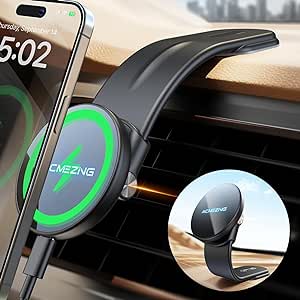 15W for MagSafe Car Mount Charger, 360% Adjustable Aluminum Alloy Arm, Relocatable Car Phone Holder, Magnetic Wireless Fast Charging, Cell Phone Holder for Car (All Models) & for iPhone etc