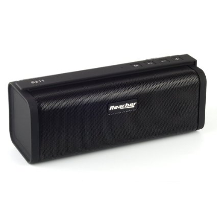 Reacher Portable Bluetooth Speaker with FM Radio, Power Bank, USB, Micro SD, 3.5 AUX (black)