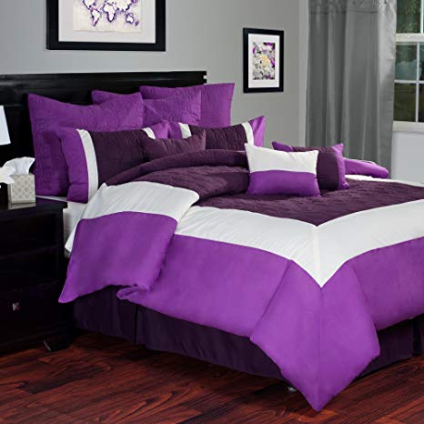 Lavish Home Hotel 10-Piece Comforter Set, King, Purple