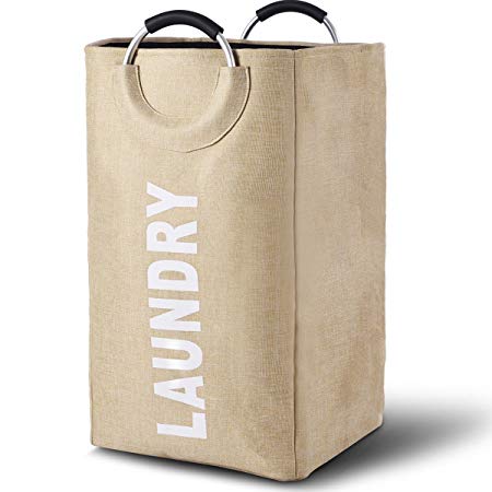 Haundry Large Laundry Hamper Bag with Handles, Collapsible Dirty Clothes Basket Tall Foldable for Washing Storage