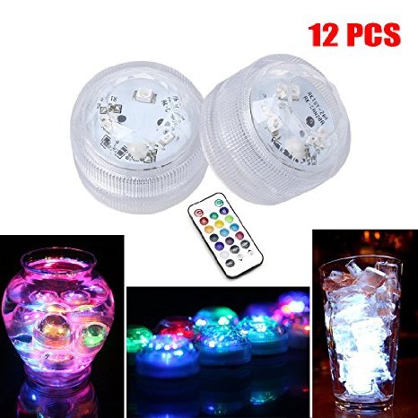 Soondar 12x Aquarium Fish Tank Bar Waterproof Submersible 3-LED Tea Light Vase Light Remote Control LED Light