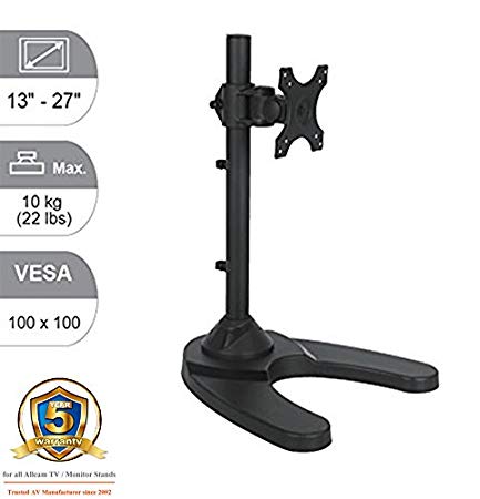 Allcam MMS10s LED/LCD Monitor Desk Stand for 13"-27" Screens with Weighted Base Black