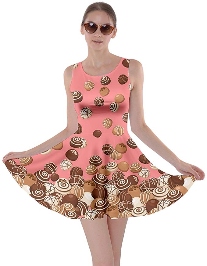 CowCow Womens Cookies Lollipop Candy Macaroon Icecream Coffee Food Dessert Skater Dress, XS-5XL