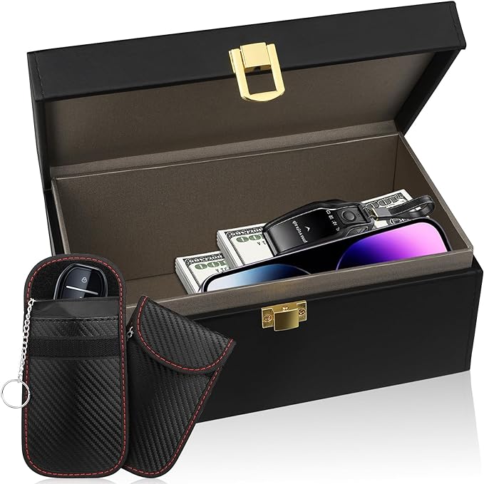 Diyife Faraday Box, [Newest Version] RFID Box for Car Keys, Faraday Cage,Key Fob Protector, Carbon Fiber Signal Blocker for Keyless Fob, Large Car Key Signal Blocking Box for Car Keys Phones