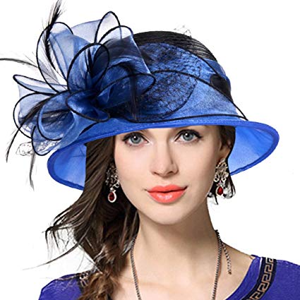 VECRY Lady Derby Dress Church Cloche Hat Bow Bucket Wedding Bowler Hats