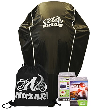 Nuzari Waterproof Polyester Outdoor Motorcycle Cover, Extra Large - Black