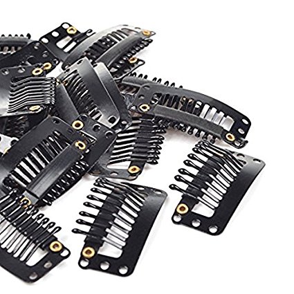 KLOUD City 20 Pcs Black U Shape Metal Snap Clips/ Wig Clips/ Hairpiece Clips for for Hair Extensions DIY