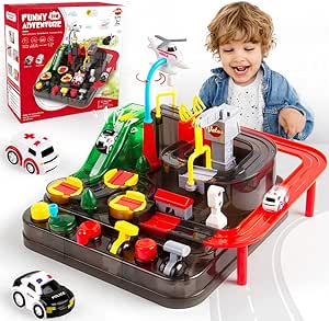 VATOS Pistes de Course pour Garçons Jouets d'aventure en Voiture pour Garçons Filles 3 4 5 6 7 8 Ans, Puzzle Pistes de Voiture Jeux d'enfants Educatifs Préscolaires pour Enfants de 3 Ans et Plus