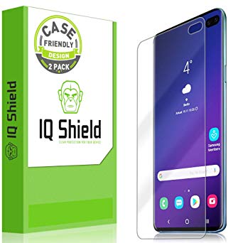 Samsung Galaxy S10 Plus Screen Protector (S10  6.4")[Case Friendly](2-Packs)(Compatible w/Fingerprint ID), IQ Shield LiQuidSkin Full Coverage Screen Protector for Samsung Galaxy S10 Plus HD Clear Film