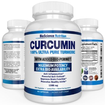 1 Best 1300mg Turmeric Curcumin with BioPerinereg Black Pepper - 95 Curcuminoids for Superior Absorption and BioAvailability - Potent Antioxidant - 100 USA Organic Tumeric Cucurmin Supplement