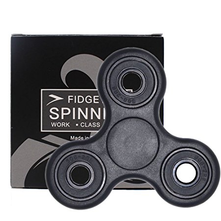 RESTER Hybird Tri Hand Spinner Fidget Toy ABS Material Ceramic Bearings 608 Si3N4 For 1-3mins Spinning【Black】