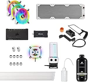 Corsair Hydro X Series iCUE XH305i RGB PRO Kit de Refrigeración Personalizada (Circuito Refrigeración para CPU, Bloque de Refrigeración Líquida CPU, Pack Bomba/Depósito D5, 3 Ventiladores RGB) Blanco