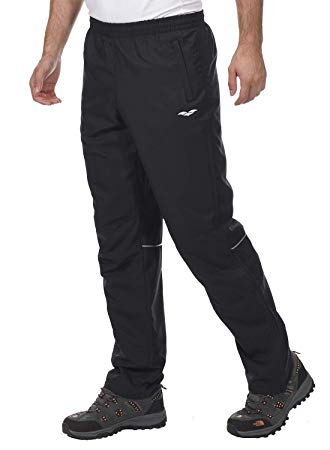 MIER Men's Sports Pants Warm-Up Pants with Zipper Pockets for Workout, Gym, Running, Training, Black