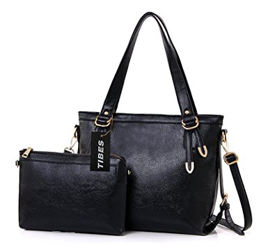 Tibes Women Faux Leather Shoulder Bag Tote Handbag