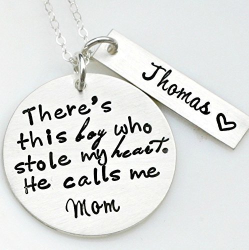 There's This Boy Who Stole My Heart Personalized Hand Stamped Sterling Silver Name Necklace