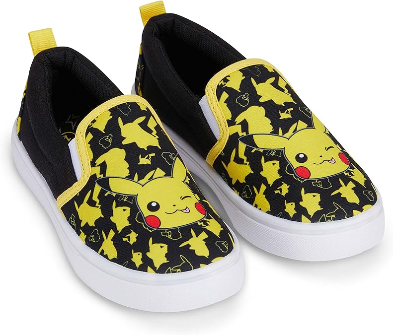 Pokemon Boys Pikachu Slip-On Shoes - Boys Pikachu Slip On Sneakers - Pikachu Charmander Bulbasaur Canvas Slip On Sneakers