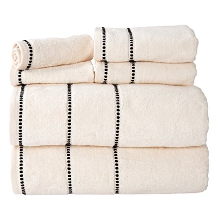 Bedford Home Quick Dry 100Percent Cotton Zero Twist 6Piece Towel Set - Bone