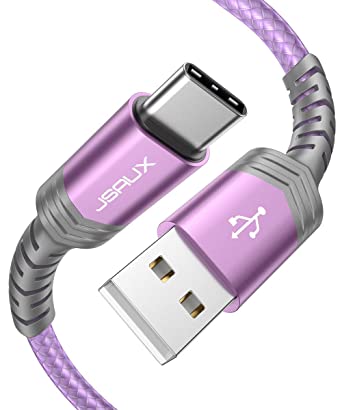 USB C Cable, JSAUX (2m 2-Pack) Type C Fast Charger Charging Cable Nylon Braided Compatible for Samsung Galaxy S10 S9 S8 A3 A5 2017 Note 10 9 8, Huawei P10 P9, Google Pixel, Sony Xperia XZ, LG - PurPle