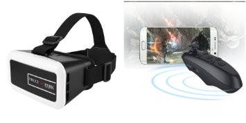 ARCCI 3D VR Glasses With VR Remote Control,3D Virtual Reality Headset Suitable for 4.0 - 6.0 inch Smartphones iPhone 6s 6 Plus Samsung Galaxy series for 3D Movies/Games (White With Remote Control)