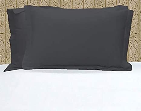 Stylish Bedding 100% Egyptian Cotton 450 Thread Count 2 Pc Pillow Shams Solid Pattern All Size & Colors (Queen, Elephant Grey)