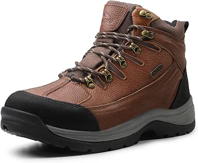 NORTIV 8 Men's Leather Waterproof Hiking Boots Mid Ankle Trekking Mountaineering Outdoor Boots