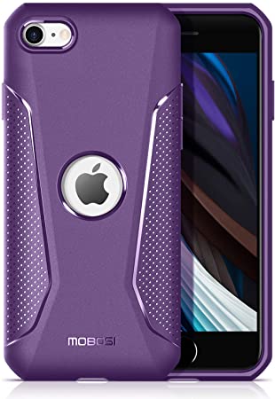MOBOSI Net Series Armor Designed for iPhone SE 2020 Case 4.7 Inch, Slim Lightweight Military Grade Shockproof Drop Protection Hybrid Matte Soft Cell Phone Cover for iPhone SE2 - Purple