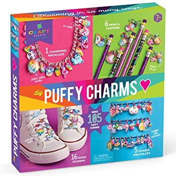 Craft-tastic – DIY Puffy Sticker Charms – Craft Kit Makes a Necklace, 5 Bracelets, 6 Pencil Toppers, and 16 Shoe Charms