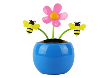 Home-X Solar Dancing Flower with Bumble Bee Toy, Fun, Educational and Eco-Friendly Toy for Kids of All Ages, Compatible with Indoor and Outdoor Lighting