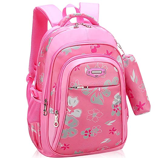 Backpack for Girls, Wraifa Flower Printed Primary Junior High School Bag Bookbag