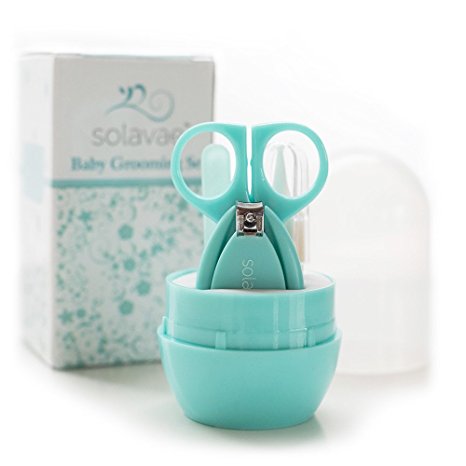 Solavae Newborn, Baby, Infant and Toddler Grooming Kit with Scissors - The Best Unique Baby Shower Gift for Girls and Boys (Teal)
