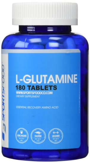 L-Glutamine 1000mg x 180 Tablets Highest Purity on Amazon Maximum Absorption Formulation by Sports Food