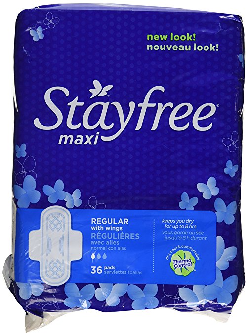 StayFree Maxi Pads Regular with Wings 36 Count