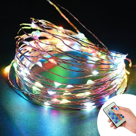 Loende Starry String Lights, 100 LED 33 Ft Multi-Color With Remote, Waterproof Insulation Copper Wire, Perfect for Christmas Holiday, Wedding, Party