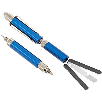 Multi-Tool 12 in 1 Multi Function Tool Pen - Blue - Multifunction Pen is a 12 Function Multitool with Exacto Blade, Phillips Head Screwdriver, Tweezers and More