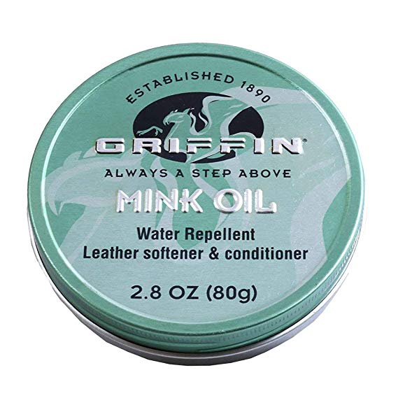 GRIFFIN Mink Oil - Leather Conditioner, Leather Softener, Water Repellent (Waterproofing) and Weather Protector - Shoes, Boots, Handbags and Leather Goods (2.5 oz) - Made in USA