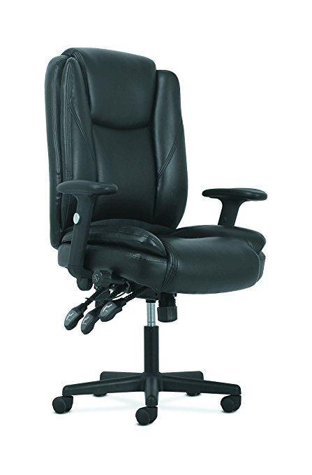 basyx by HON High-Back Leather Office/Computer Chair - Ergonomic Adjustable Swivel Chair with Lumbar Support (HVST331)