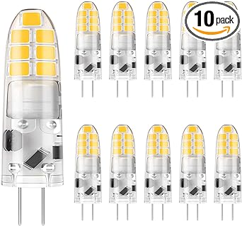 DiCUNO G4 LED Bulb, JC Bi-Pin Base 2W Light Bulb, AC/DC 12V, 20W T3 Halogen Replacement Bulb, Natural White 4000K, for Under Cabinet Light, Landscape Light, Chandelier, Non-dimmable, 10-Pack