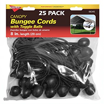 Keeper 06345 8" Canopy Bungee Cord, 25 Pieces